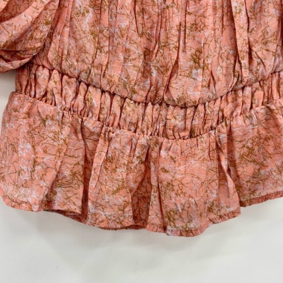 ASTR the Label Theron Botanical Puff Sleeve Smocked Top Size Small - Picture 7 of 13